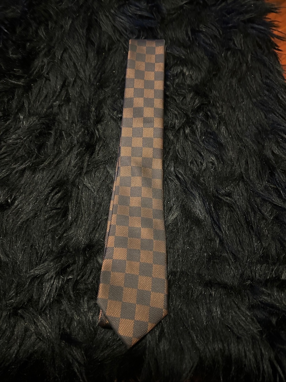 Kilburne & Finch Formalwear Necktie Brown & Black Checkered Checker Board - Picture 4 of 8
